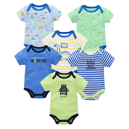 Kavkas 3 Pcs 6 Pcs Baby Bodysuit Unisex 100% Cotton Short Sleeve Summer Cotton Clothes 0-3M Infant Clothing