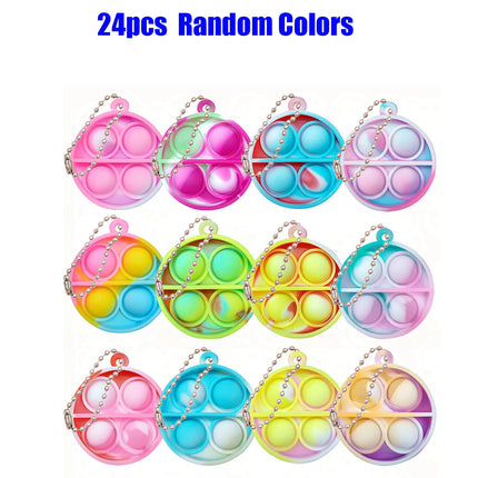 12/24/48Pcs Mini Pop Fidget Toy Pack Kit Keychain Stress Relief Toys Party Favors Office Desk Toy for Kids Adults Brinquedos