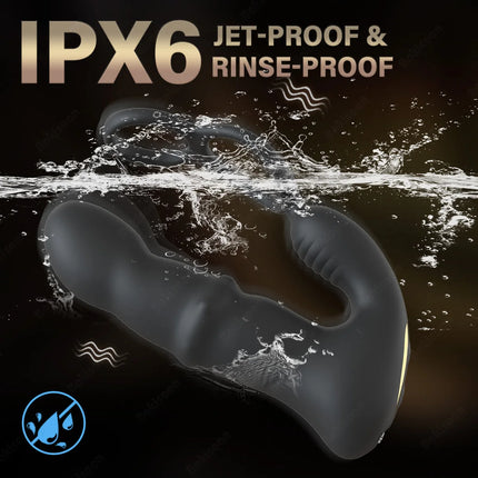9 Wiggling Thrusting Beads Prostate Massager Vibrating Butt Plug with Penis Ring Vibrator Anal Dildo Prostate Stimulor for Men