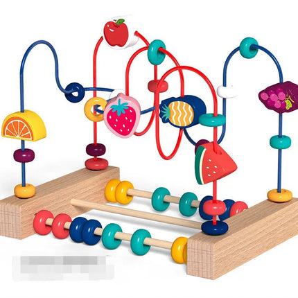 Montessori Wooden Toys Wooden Circles Bead Wire Maze Roller Coaster Toys Kid Educational Toys Wood Puzzles Maze For Children