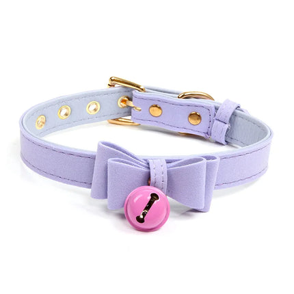 Handmade Sexy Cute Rivet Alternative metal PU Leather Collar Bell Choker Slave Costume BDSM Bondage Necklace Neckband Sex Toys