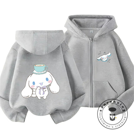 Cinnamoroll 2026 Kawaii Zipper Hoodie 3-14Y Kids Autumn Winter Cute Cartoon Street Hot Fashion Outdoor Casual Trendy Warm