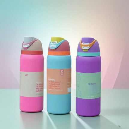 New Iced Bottle Water Bottle Stainless Steel Thermos Cup Cold Straw Iced Coffee Mug Sports Kidsren's Water Cup24Oz 32 Oz