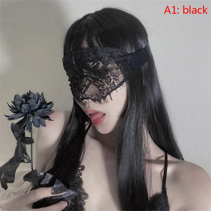Sexy Black Lace Masquerade Mask Women Halloween Costume Party Rabbit Bunny Ears Lace Eye Mask Black 1pcs