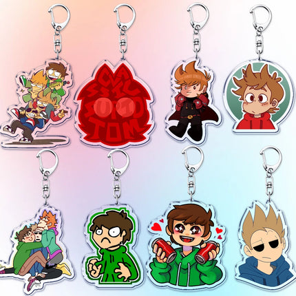 Cartoon Anime Eddsworld Tord Keychain Accessories Bag Comic Ringo Edds Meme Keyrings Jewelry Fans Friends Birthdays Gifts