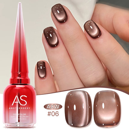 AS 15ml Luxury Coffee Cat Nail Gel Polish Tpo Free Soak Off UV LED Dark Brown Cat Eye Manicure Gel Polish Nail Art Varnish Gel