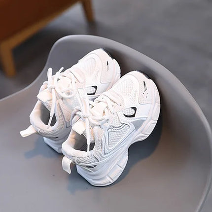 Spring and Autumn Children Sports Shoes Unisex Kids Sneakers Mesh Upper Breathable Basketball Shoes Tennis Casual Flats Footwear