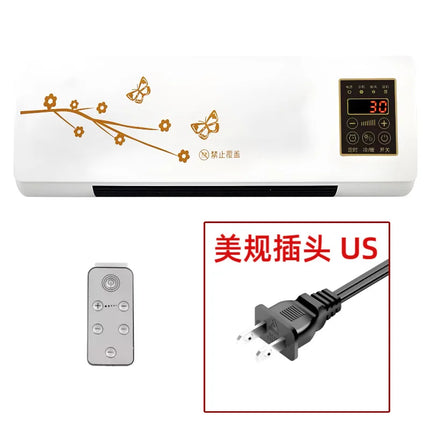 110V Wall Mounted Electric Heater Bathroom Hot Cool Fan Heater Remote Control Indoor Space Warmer for Bedroom Home Office