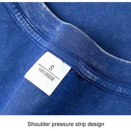 Washed And Distressed 230g Heavyweight Cotton Short Sleeved T-shirt Versatile Men Women Summer Solid Color Loose T Shirts Top