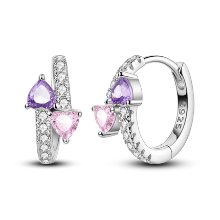 925 Sterling Silver Purple Series Feather Butterfly Dream Catcher Firefly Zircon Earrings for Women Luxury Jewelry Wedding Gift