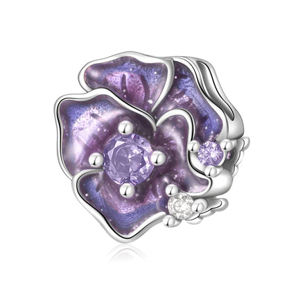 Purple Series 925 Sterling Silver Lily of the Valley Rose Mermaid Witch Hat Charm Fit DIY Bracelet Necklace Charming Gifts