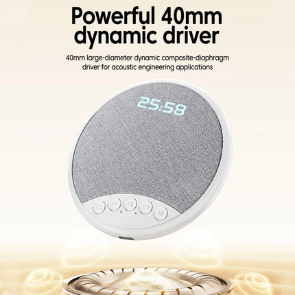 Pillow Speaker HiFi Sleep Sound Machine White Noise Bluetooth 5.4 Speaker With Digital Alarm Clock Timer for Deep Sleep