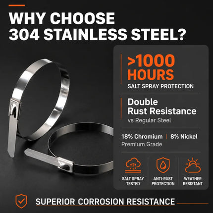 20Pcs&100Pcs 304 Stainless Steel Cable Zip Ties 4.6mm Heavy Duty Self Lock Metal Straps For Exhaust Marine Car Wiring