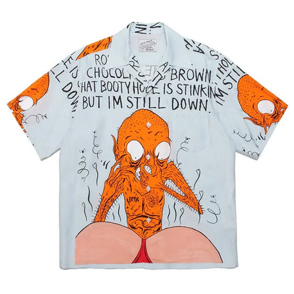 Film Character Printing Hip Hop Wacko Maria Shirt Men Women Loose High Street Top Black White Short Sleeve Shirts