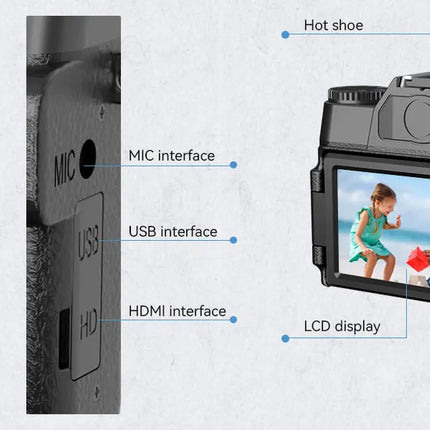 4K Digital Camera for Photography 16X Digital Zoom Vlogging Camera for YouTube 64MP WiFi Auto Focus Video Camera 3" Flip Screen