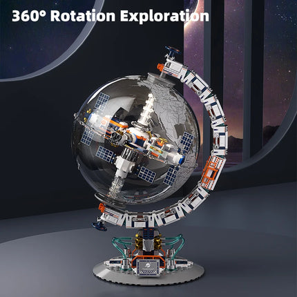 JAKI Space Globe MOC Building Blocks DIY 3D Earth Model STEM Educational Science Toy Kids Boys Girls Birthday Christmas Gift