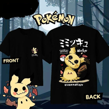 2025 Summer Pokémon Anime MIMIKYU 100% Pure Cotton Printed T-shirt Men Harajuku Loose Casual Versatile Short-sleeved Loose Y2k