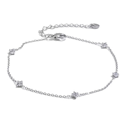 Yhpup Stainless Steel Cubic Zirconia Necklace Anklet Bracelet Rust Proof Attractive Classic Bling Chic Thin Chain Jewelry