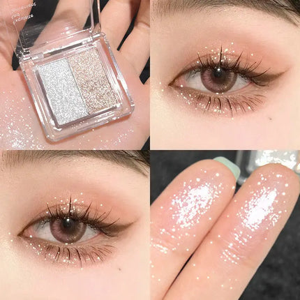Ice Grape Pink Purple Eyeshadow Palette Sequin Pearlescent Whitening Eye Shadow Palette Waterproof Glitter Powder Set Portable