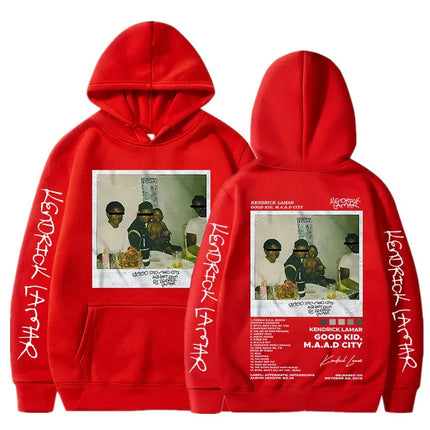 Hip Hop Men Women's Hoodie Rapper Kendrick Lamar Good Kid Album Graphic Printed Hooded Sweatshirts Fashion Pocket Streetwear