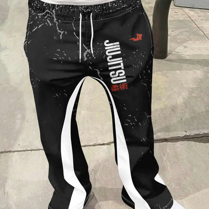 Men's Casual Street Style Sports Pants Fashion Cross Print Micro Horn Pattern Hot Selling Comfortable Fit Men's Streetwear