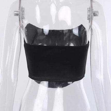 Sleeveless Off-Shoulder Velvet Fashion Sexy Corset Crop Top Vest Women's Underwear Backless Bustier Top Solid