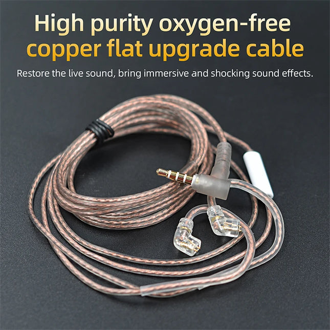 KZ Cable High Purity Oxygen-free Copper Flat Upgrade Cable Earphones Original Cable For KZ Wired Headset Game Earphone EDX PRO