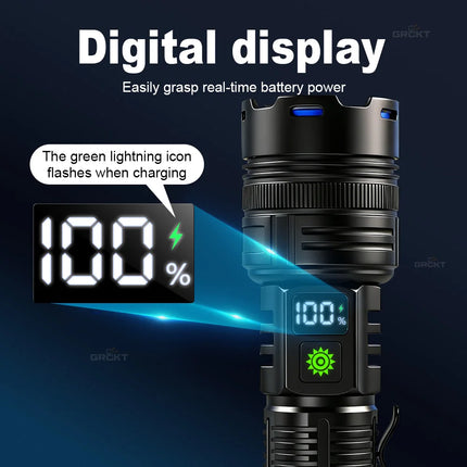 Super Bright Rechargeable LED Flashlight White Laser Flashlights High Power With Pen Clip Torch Power Bank Tactical Flashlight