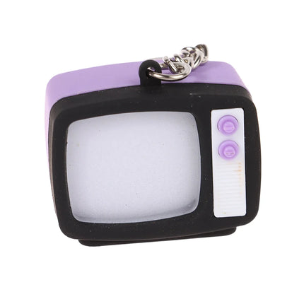 Mini Vintage TV Set Keychain Simulation LED Sound TV Model Keyring Creative Television Key Holder Bag Pendant Car Key Ring