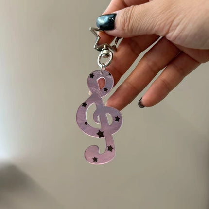 Kawaii Black white notes Illustration trinkets keychain bag charms Acrylic pendant Carabiner Backpack Pendant Decoration Gifts