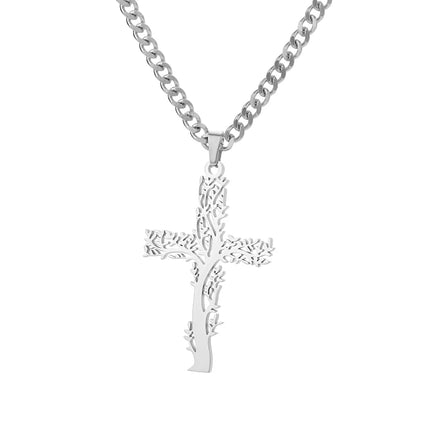 Stainless Steel Jesus Cross Necklace For Women Men Gold Color Caravaca Angels Crucifix Charm Choker Rapper Jewelry Hip Hop Gift