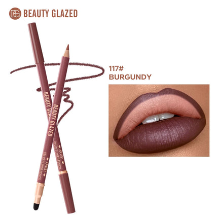 1pc Beauty Glazed Artist Velvet Lipliner Pencil With Sponge brush,Weightless Precise Liner with Super Soft Blendable Texture