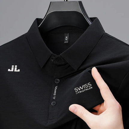 Breathable Men's Polo Shirts Solid Color Embroidered Logo Short Sleeve Casual Sports Summer Top