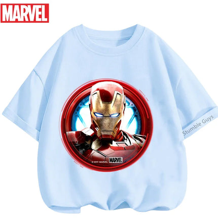 Kids Marvel Iron Man Avengers T-Shirt Boys Girls Summer Superhero Daily Wear 2026 New Anime Clothes