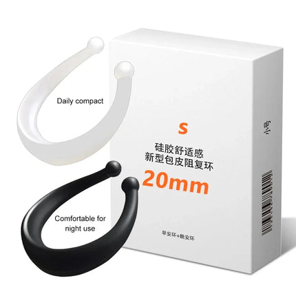 2PCS Silicone Male Foreskin Corrector Resistance Ring Delay Ejaculation Penis Rings Sex Toys for Men Daily/Night Cock Ring