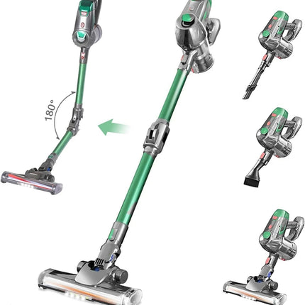 Cordless Stick Vacuum Cleaner with LED Light Foldable Handheld Vacuum Cleaner for Hard Floor Corner Window Shade Carpet Cleaning