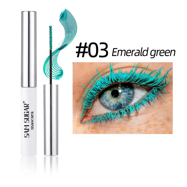 Silk Fiber Mascara Colorful Ultra-Fine Brush Lengthens Eyelashes Waterproof Lasting Fast Dry Green Pink Curling Mascara Makeup