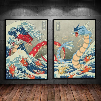Hot Selling Pokemon Gyarados Classic Anime Posters Canvas Wall Art Modern Home Living Room Decoration Paintings Friends Gifts