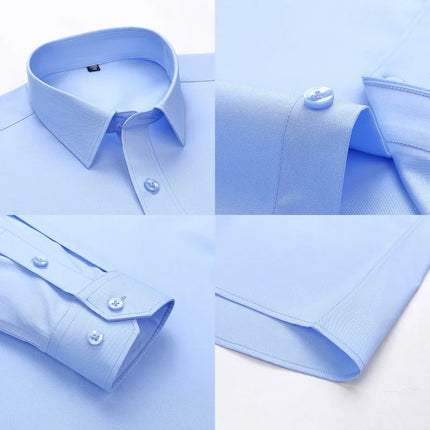 No-Iron Anti-Wrinkle 8XL New Fabric 50% Bamboo Fiber 46%Polyester 4%Spandex Men Shirts Long Sleeve Business work shirt Soft Cozy