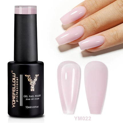 YOKEFELLOW 10ml Jelly Nude Gel Nail Polish High Quality Translucent Pink Nail Gel Varnish Soak Off UV Gel Polish Long Lasting