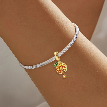 925 Sterling Silver Pink Cake Cherry Pineapple Strawberry Cherry Pendant Charm Ball Suitable for Bracelets DIY Women's Jewelry