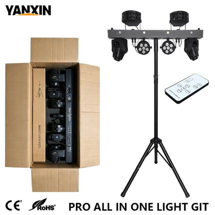300W Multi-Effect Stage Light 5-in-1 LED Laser Strobe Butterfly Flood Light DMX Voice Control for DJ Disco Party Wedding Club