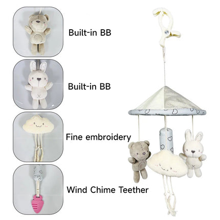 Baby Sensory Hanging Rattles Learning Toy Soft Plush Animals Newborn Baby Rattle Multifunctional Stroller Toys 0-24 Months Gifts