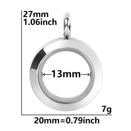 1Pc Stainless Steel Openable Glass Coin Bezel Cremation Urn Locket Pendant Round Reliquary Picture Medaillon кулон Jewelry