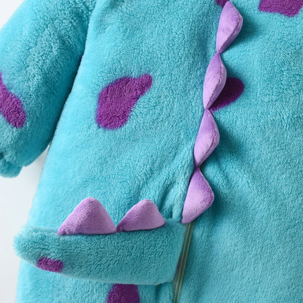Infant Baby Horn Hooded Jumpsuit Cartoon Animal Warm Thicken Fleece Rompers Toddler Winter Outerwear Children Playsuits Clothes