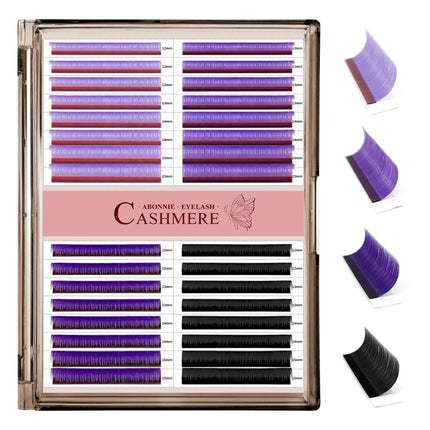 32Rows Purple Color Classic Eyelash Extensions Fluffy Eyelashes Mixed Tray Volume Eyelashes Abonnie Lash