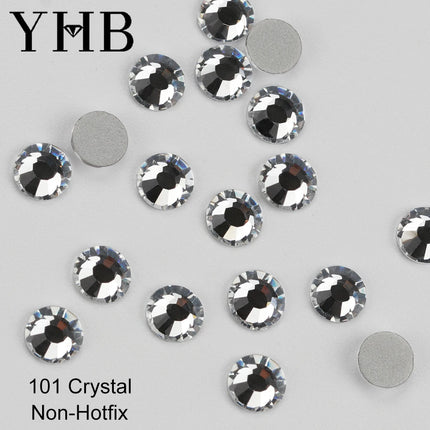 YHB 101-133Cold Fixation Crystal Cristales Flatback Silver Back Non Hotfix Rhinestones For Bags Shoes Garment Phone DIY Nail Art
