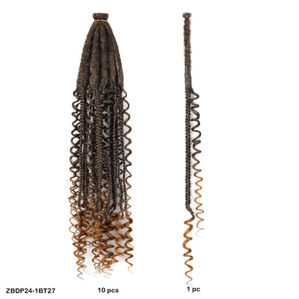 Braids Hair 24Inch Single Dreadlock Extension Reggae Style Faux Locs with Highlight Strands Hand Crocheted Synthetic Dreadlocks