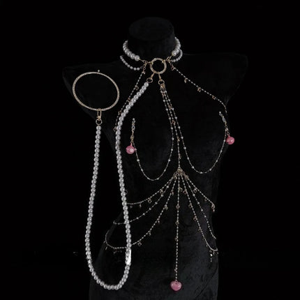 Pearl Ball Gag Collar Heart-Shaped Nipple Labia Clips Metal Bell Body Chain Sexy Accessories Multiple Sizes Butt Plugs Sex Toys