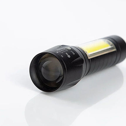 Powerful Mini LED Flashlight COB+XPE Zoom Torch Built In Battery USB Rechargeable Light Outdoor Portable Camping Emergency Lamp